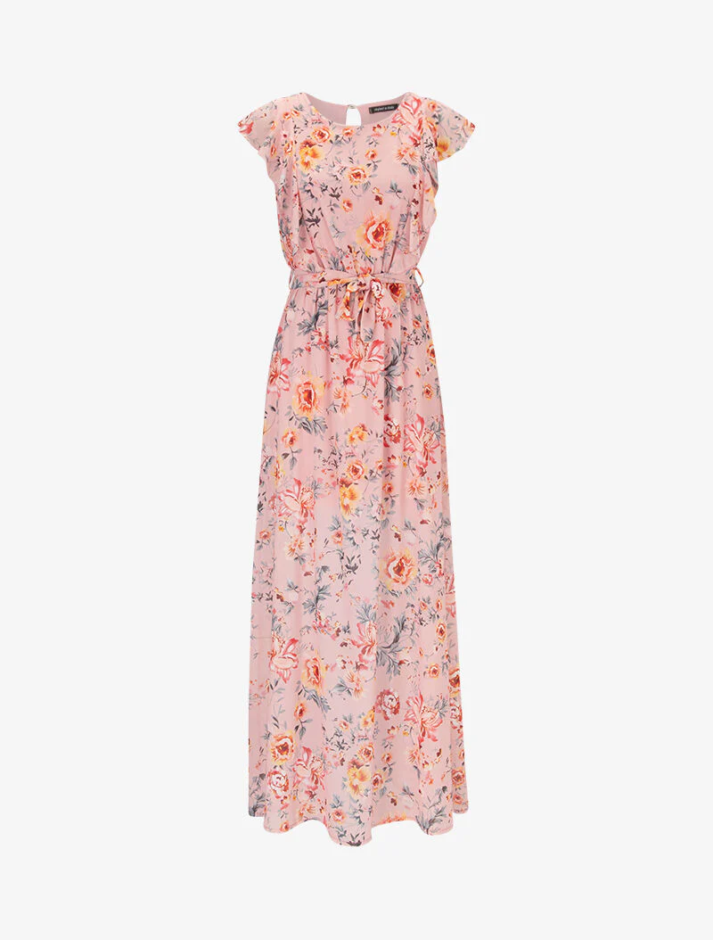 Bloemenjurk met geplooide buste - roze - Image 2