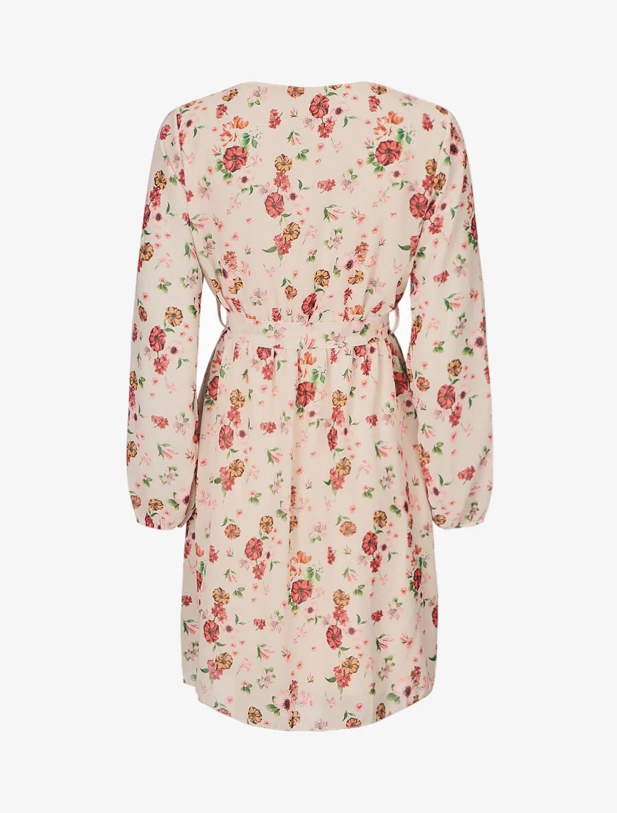 Bloemenprint hartvormige jurk - beige - Image 2