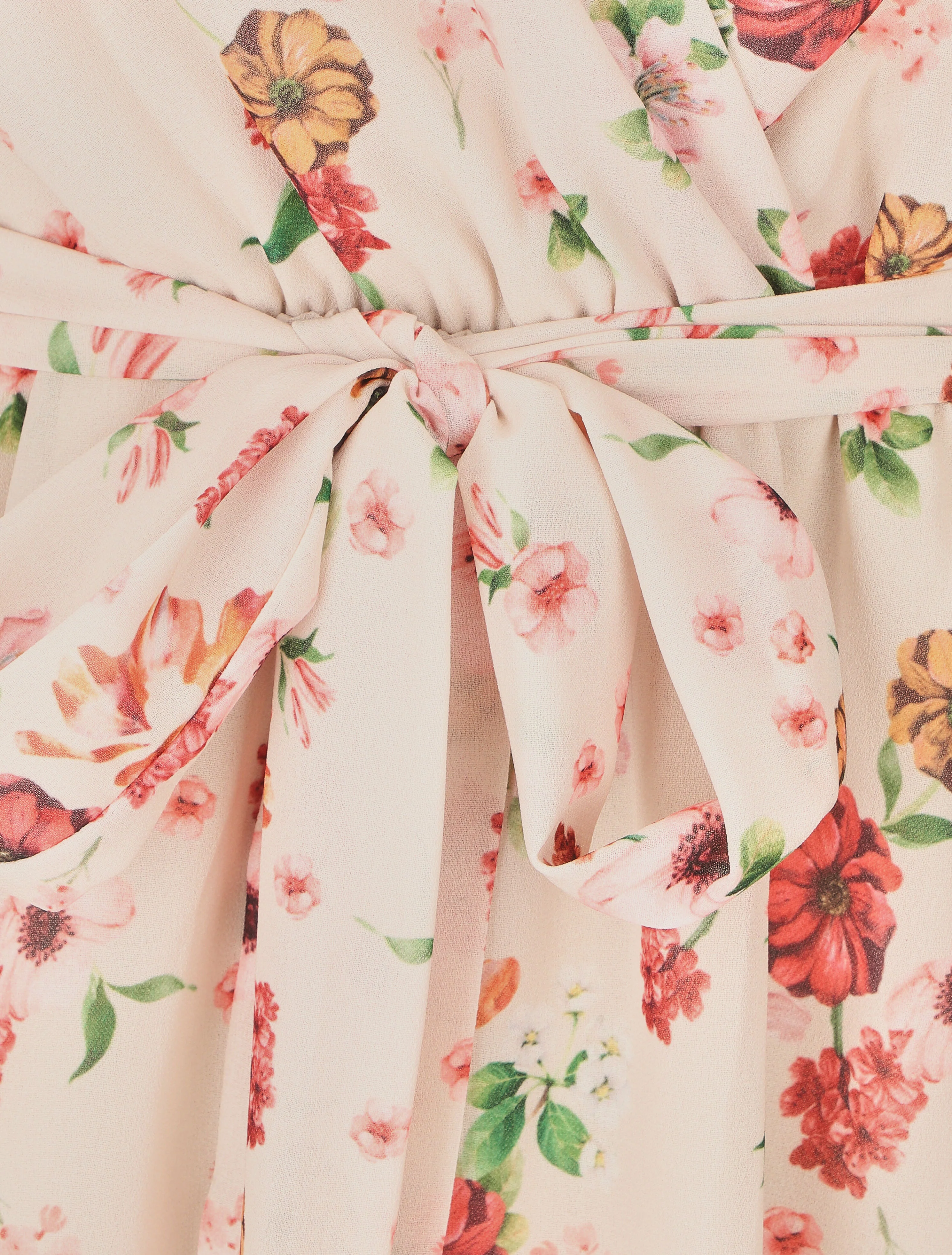 Bloemenprint hartvormige jurk - beige - Image 3