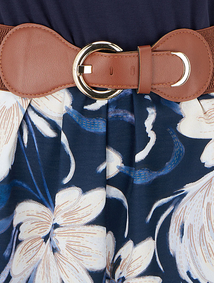 Bloemenprint jumpsuit met ceintuur - Marine - Image 3