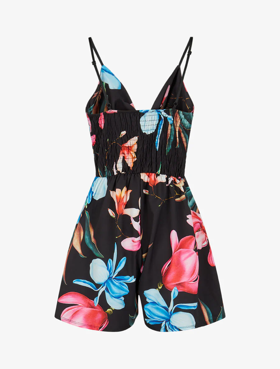 Bloemenprint korte broek - Zwart - Image 2