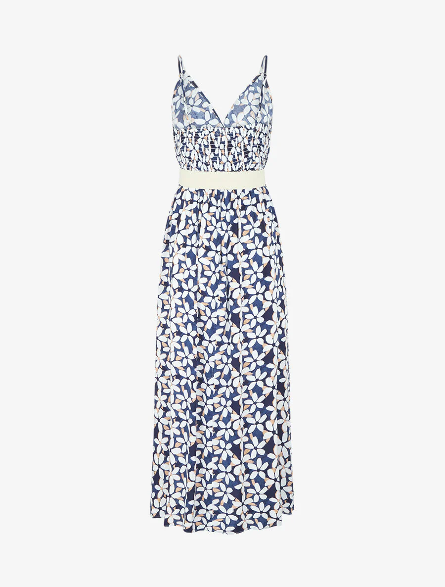 Bloemetjesjurk met dunne bandjes - Marineblauw - Image 2