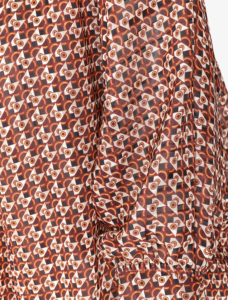 Grafische print blouse met vleermuismouwen - Camel - Image 3