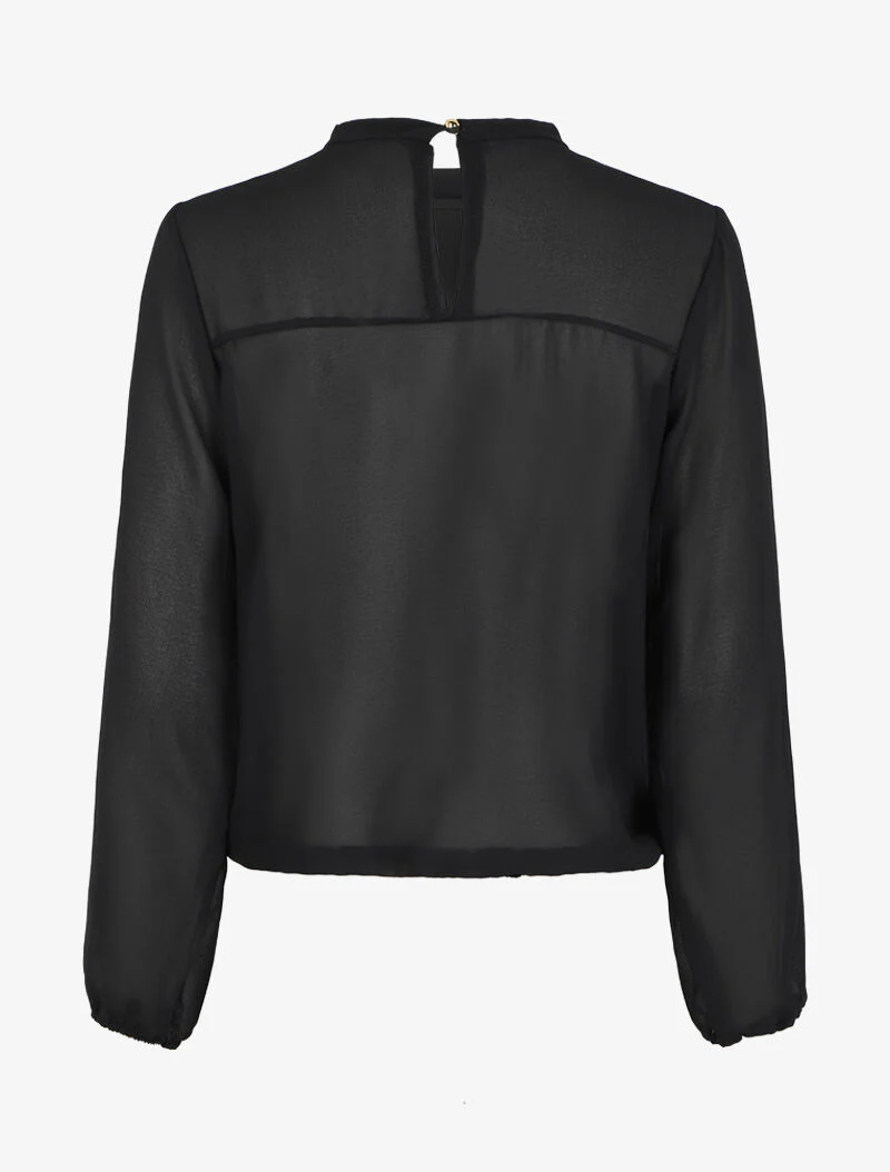 Blouse in effen voile - Zwart - Image 2