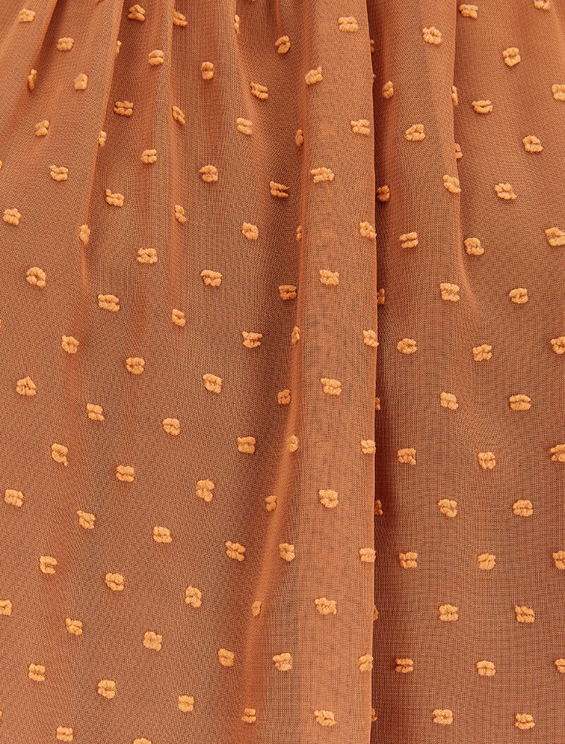 Blouse in plumetis met mao-kraag - Camel - Image 3