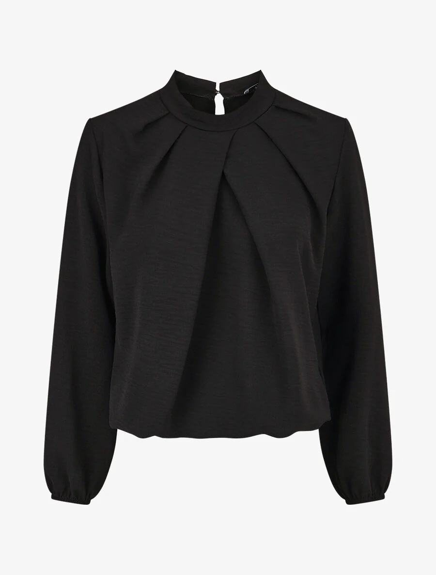 Blouse met gekruiste plooien - Zwart