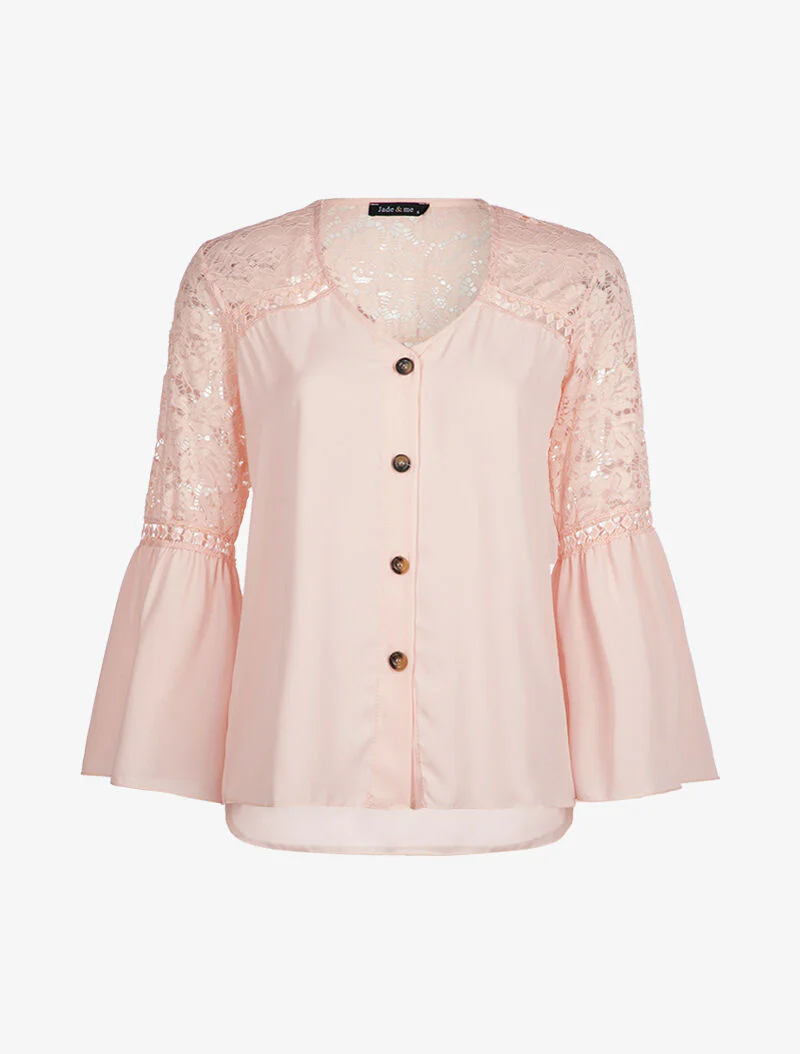 Blouse met kanten details - roze