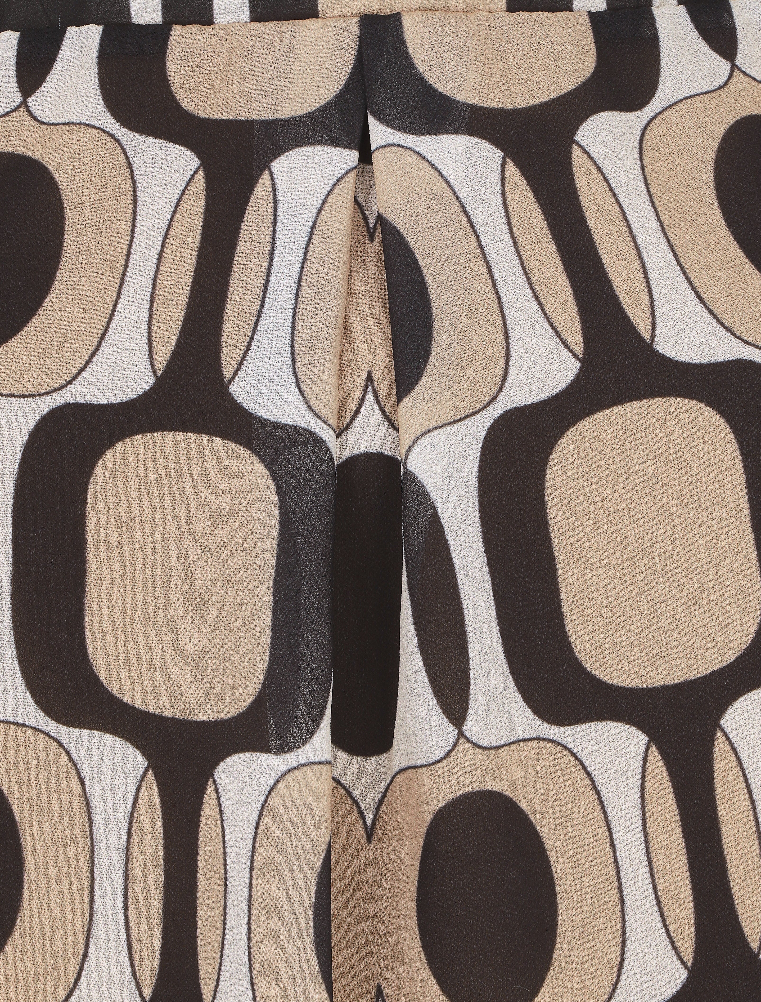 Blouse met lange mouwen. ronde hals en grafische 70's print - Beige - Image 3