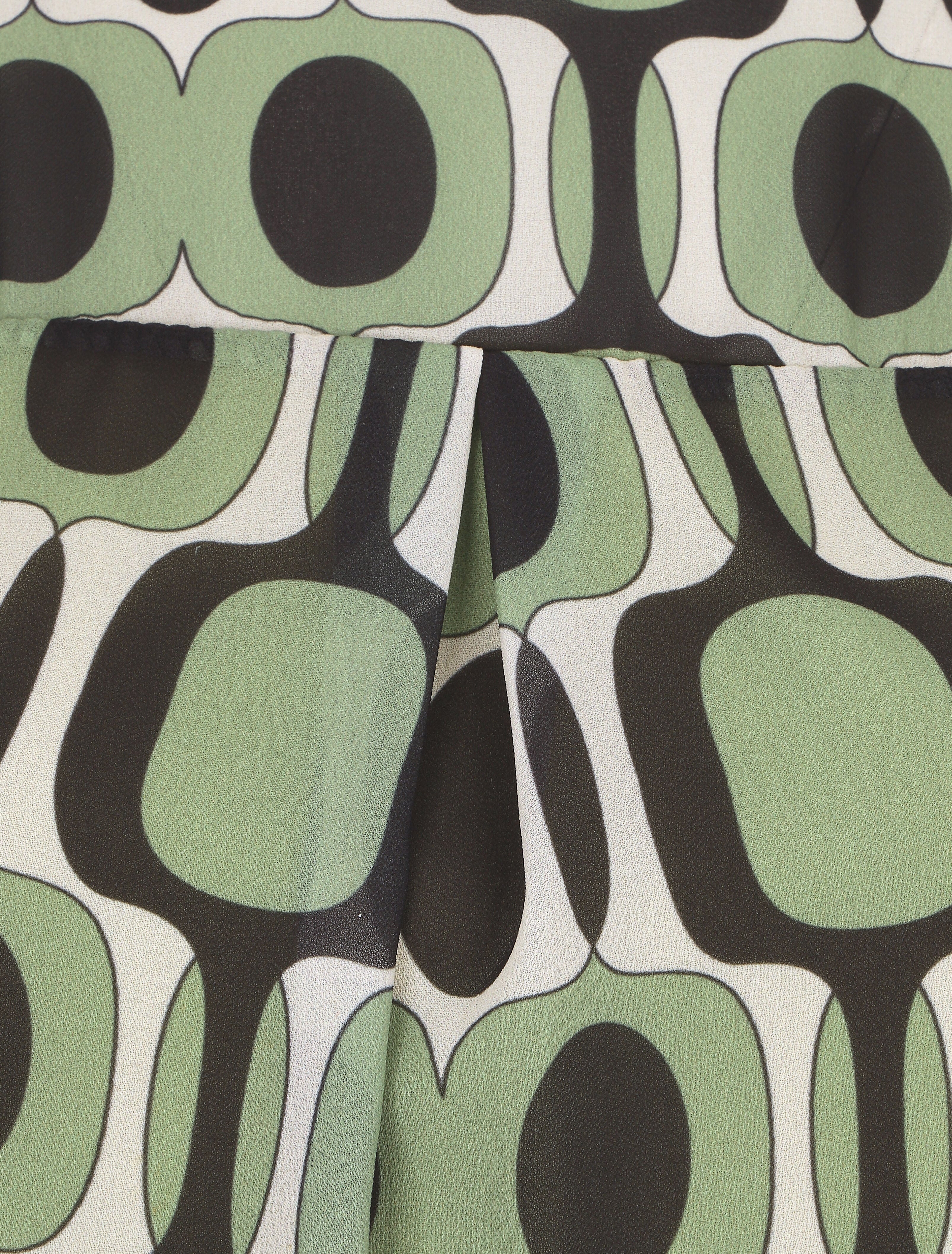 Blouse met lange mouwen. ronde hals en grafische 70's print - amandelgroen - Image 3