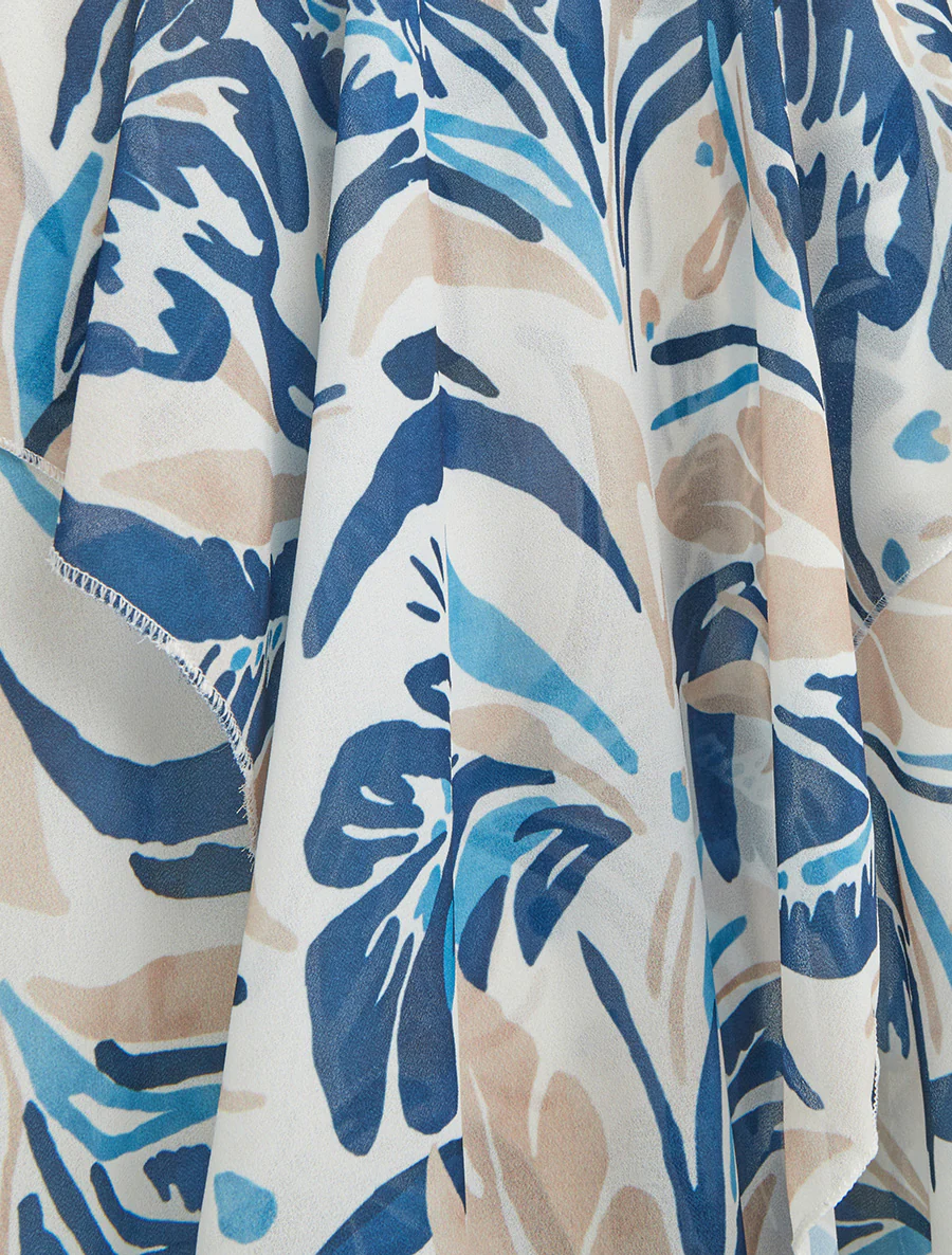 Blouse met ruches en bladenprint - Marine - Image 3
