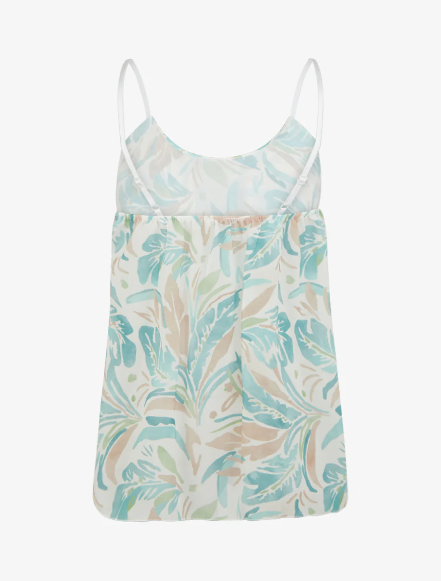 Blouse met ruches en bladenprint - Mintgroen - Image 2