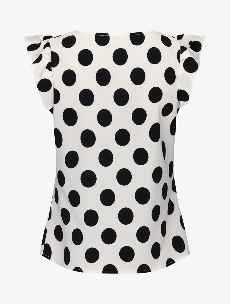 Blouse met stippen met volantmouwtjes - wit - Image 3