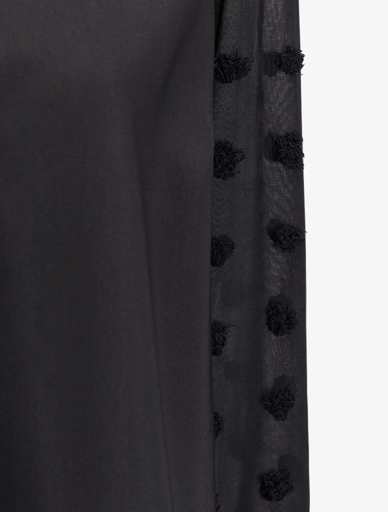 Blouse met transparante mouwen in plumetis-stijl - Zwart - Image 3