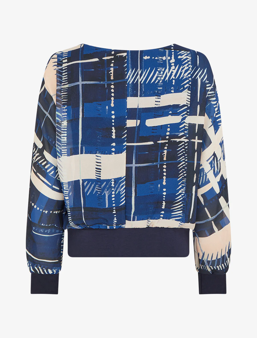 Blouse van voile met abstracte print - Marine - Image 2