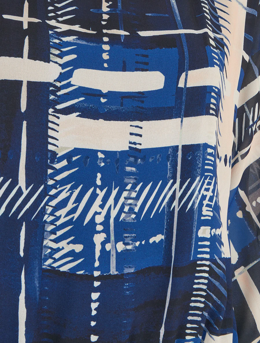 Blouse van voile met abstracte print - Marine - Image 3