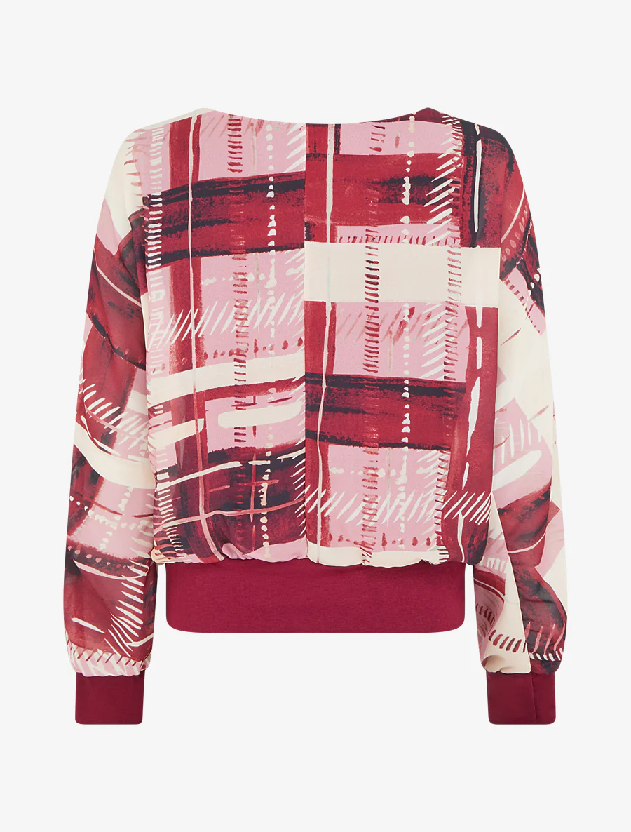 Blouse van voile met abstracte print - Wijnrood - Image 2