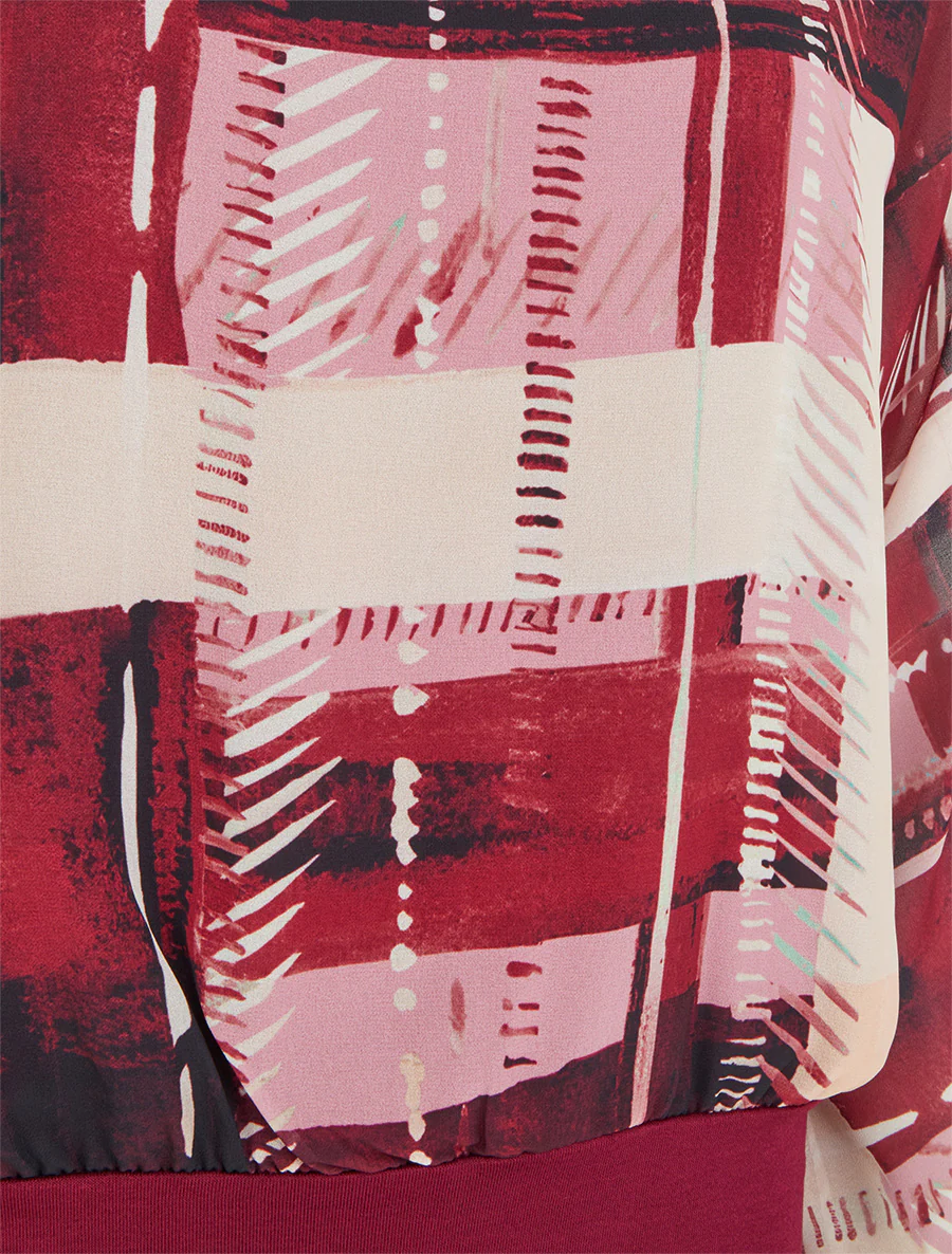 Blouse van voile met abstracte print - Wijnrood - Image 3