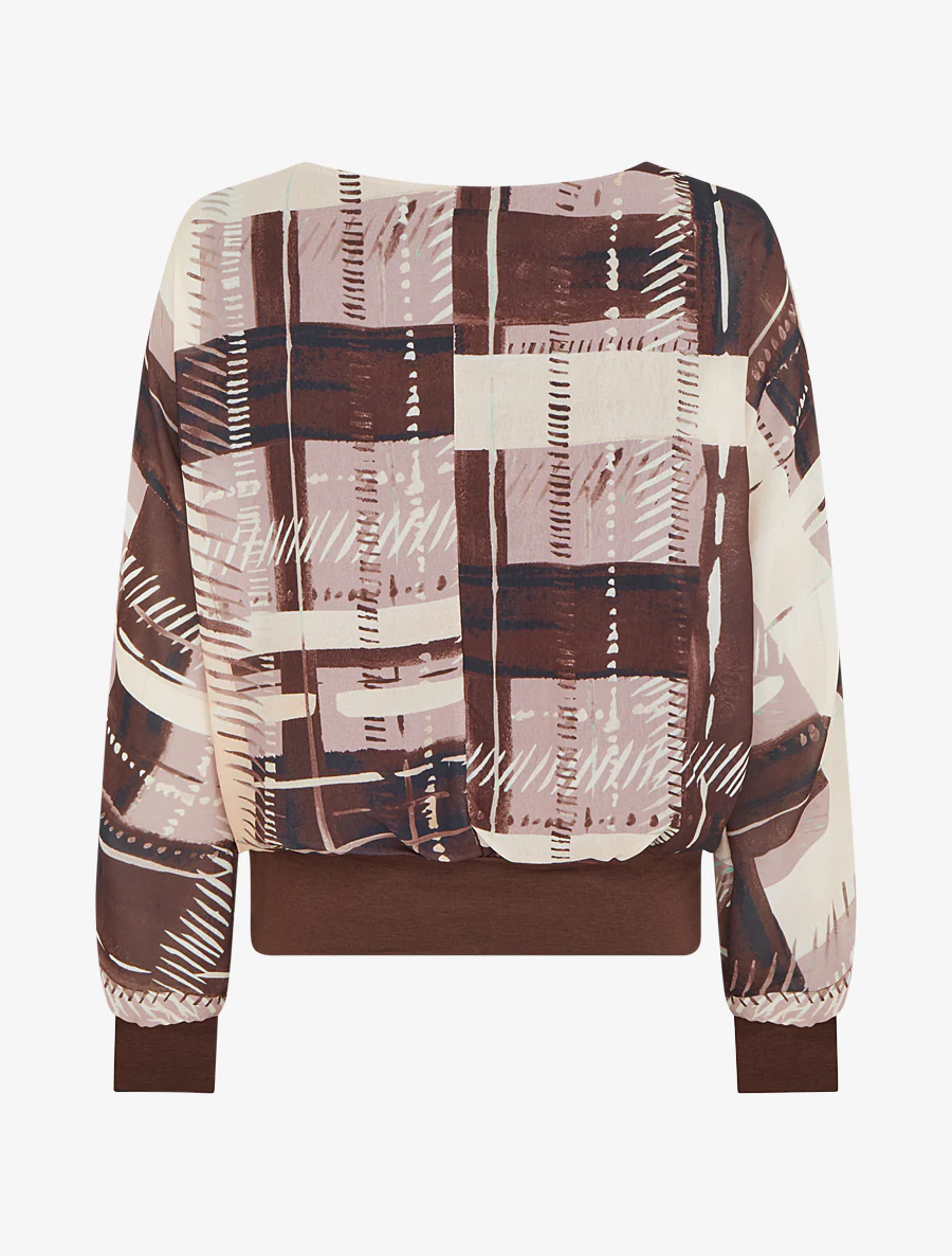 Blouse van voile met abstracte print - Bruin - Image 2