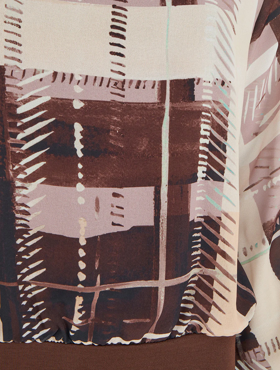 Blouse van voile met abstracte print - Bruin - Image 3