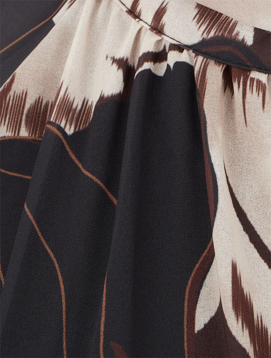 Blouse van voile met bloemenprint om te knopen - Zwart - Image 3