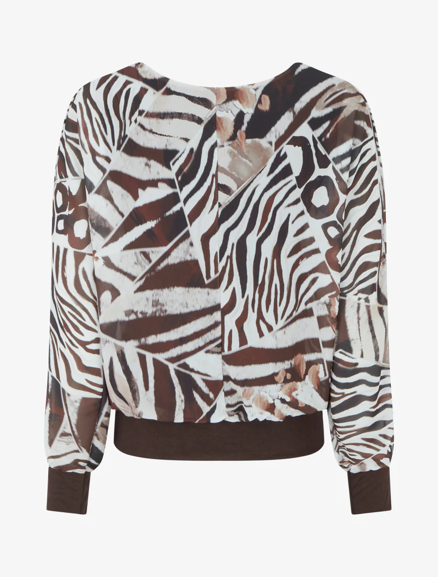 Blouse van voile met dierenprint - Bruin - Image 2