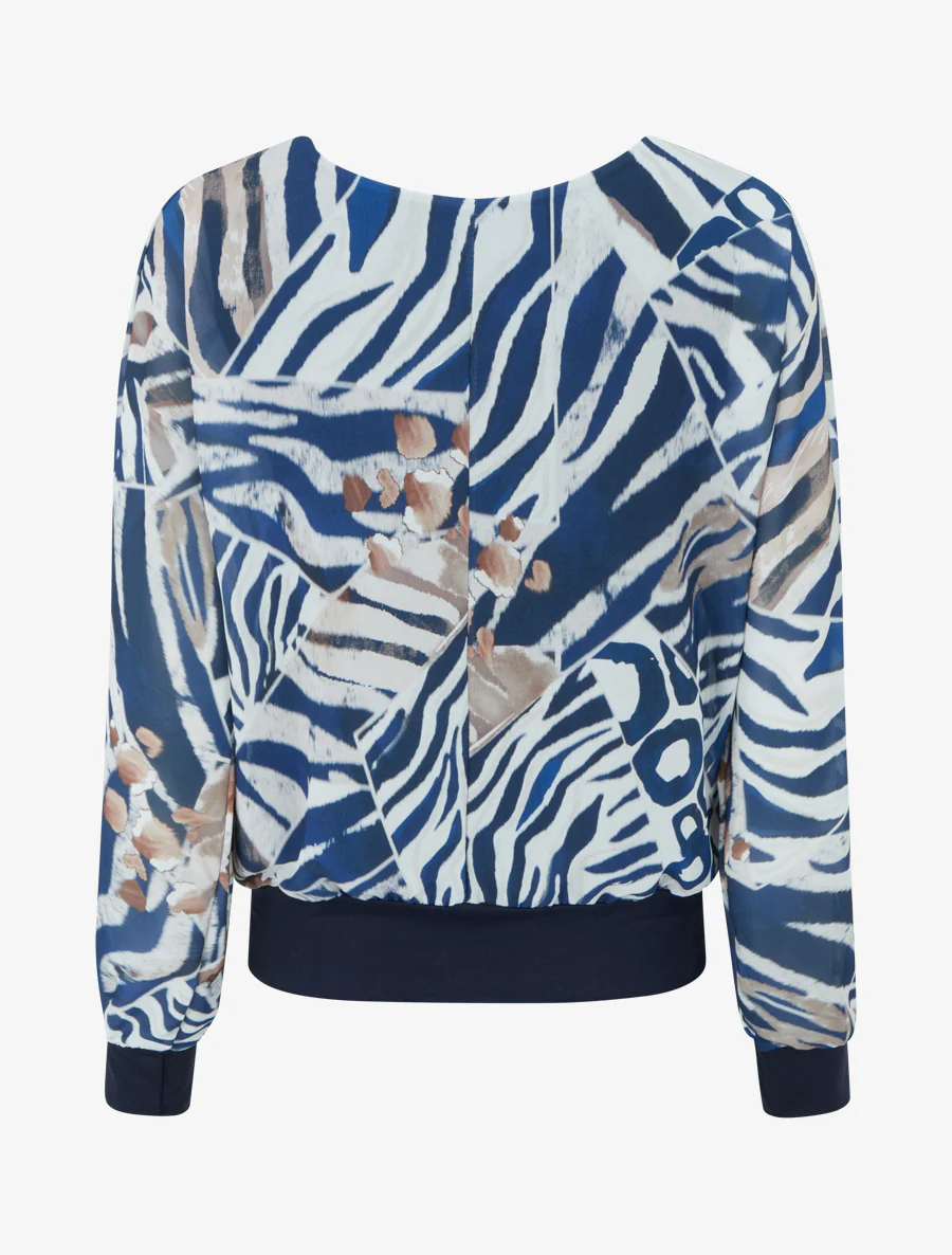 Blouse van voile met dierenprint - Marine - Image 2
