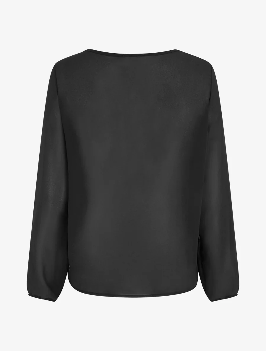 Blouse van voile met een gedrapeerd effect. - Zwart - Image 2