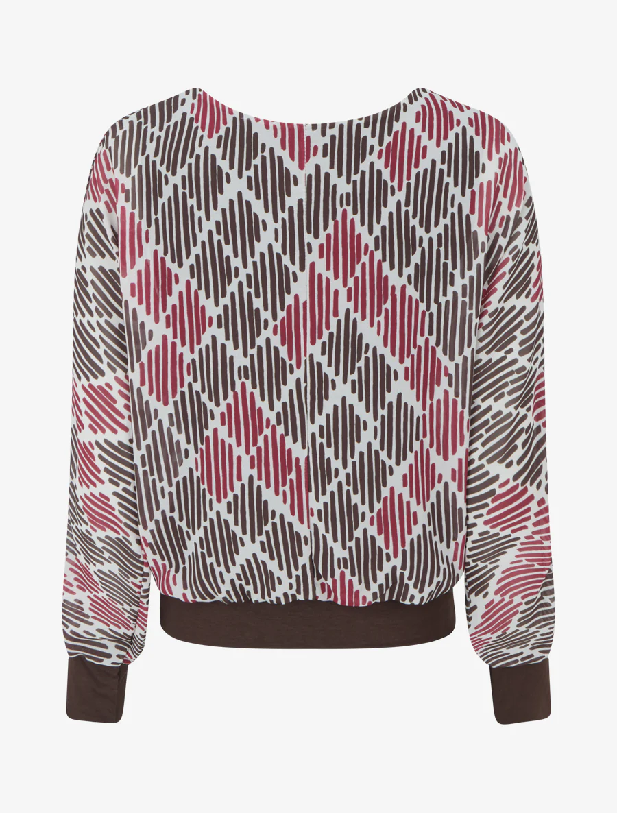 Blouse van voile met grafische print - Bruin - Image 2