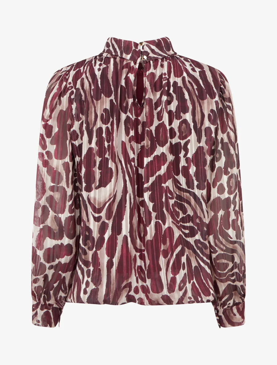 Blouse van voile met luipaardprint - Pruim - Image 2