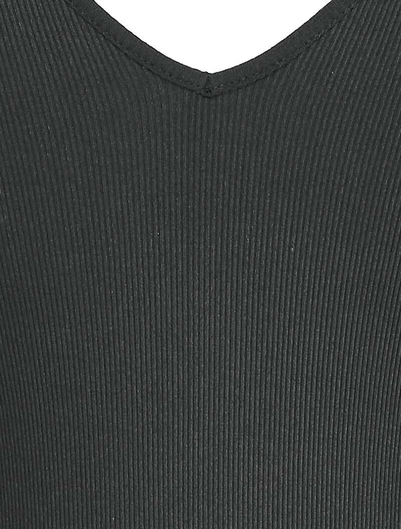 Geribbelde body met V-hals en rug - Zwart - Image 3