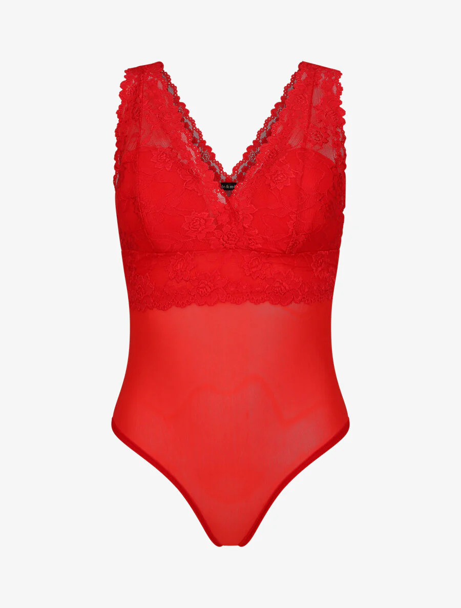 Body met kant - Rood
