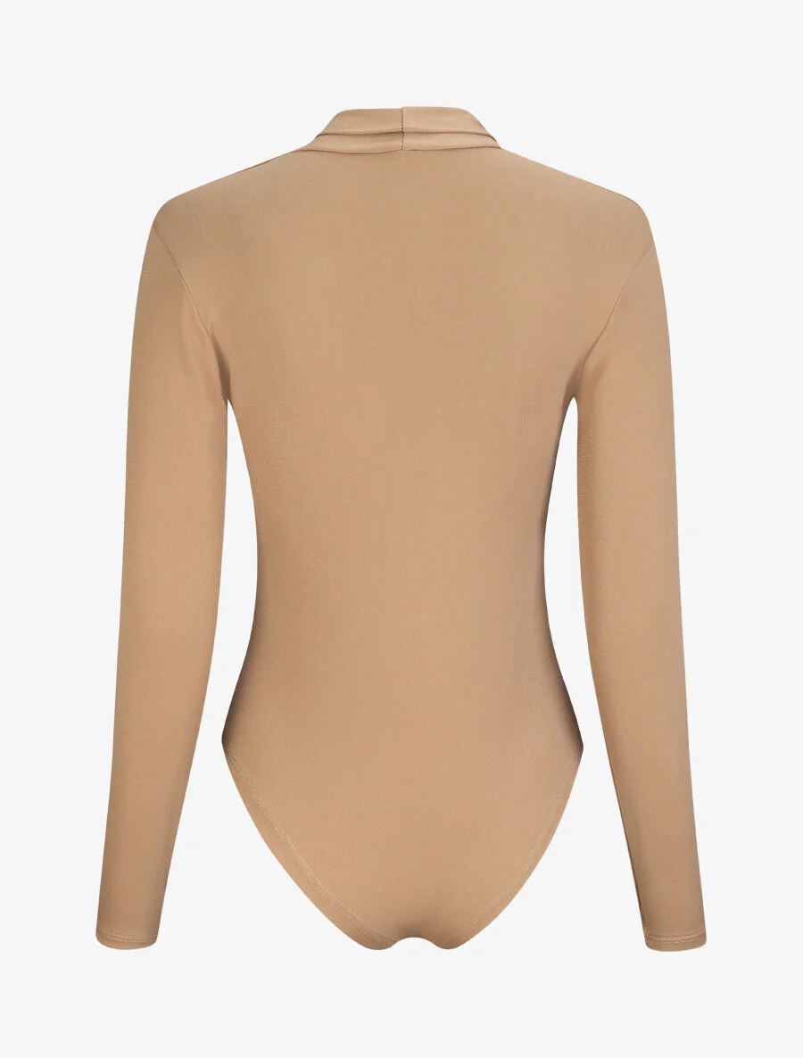 Body met knoop kraag stijl - Kameel - Image 2