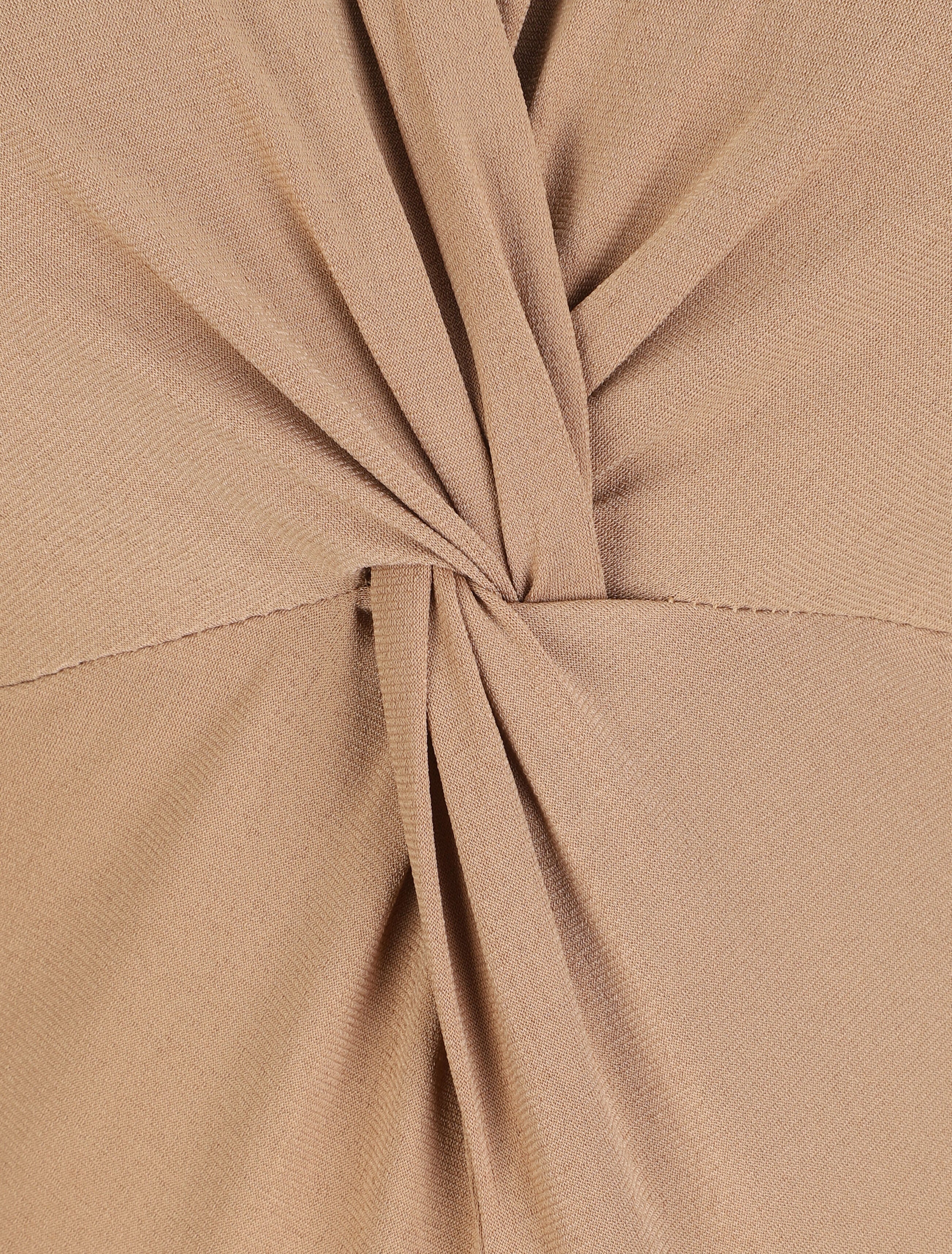 Body met knoop kraag stijl - Kameel - Image 3
