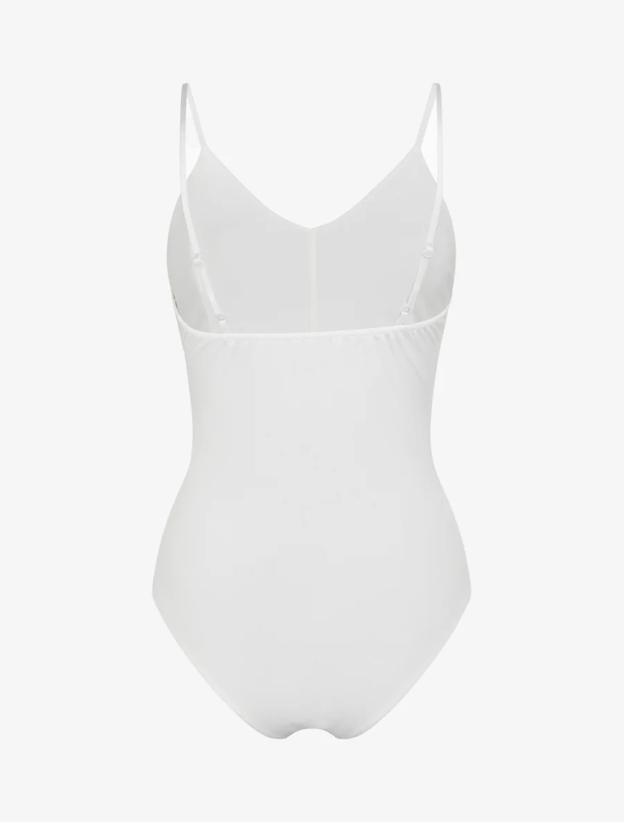 Body met V-hals en fijne bandjes - Wit - Image 2