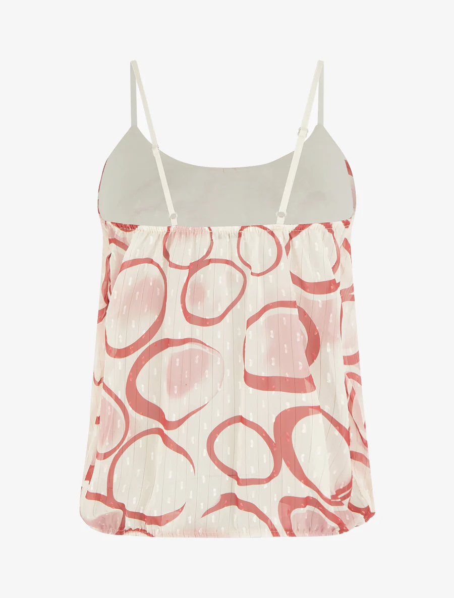 Bolgesneden caraco met cirkelprint - Rood - Image 2