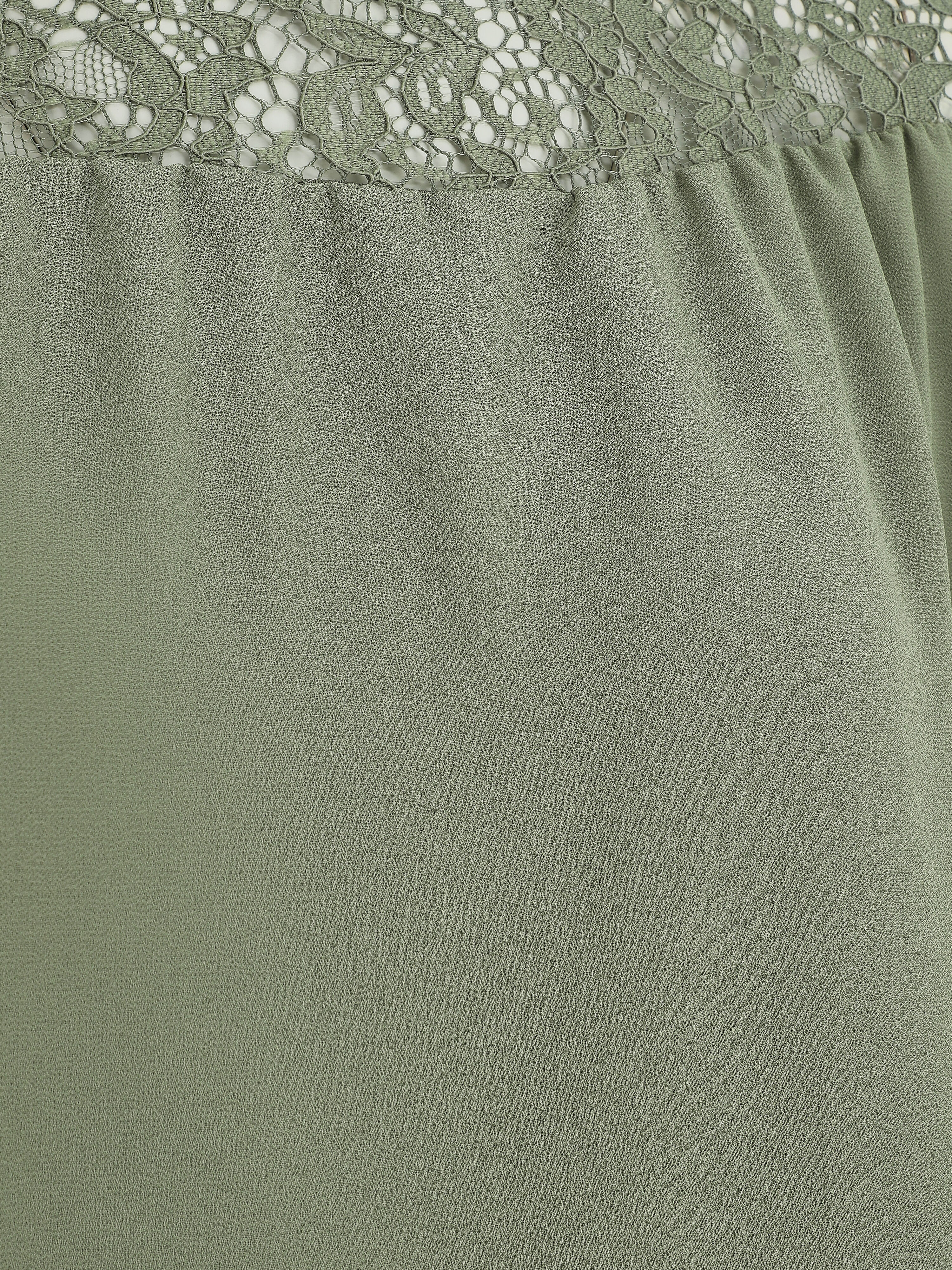 Bolvormige blouse van voile en kant - Kakigroen - Image 3