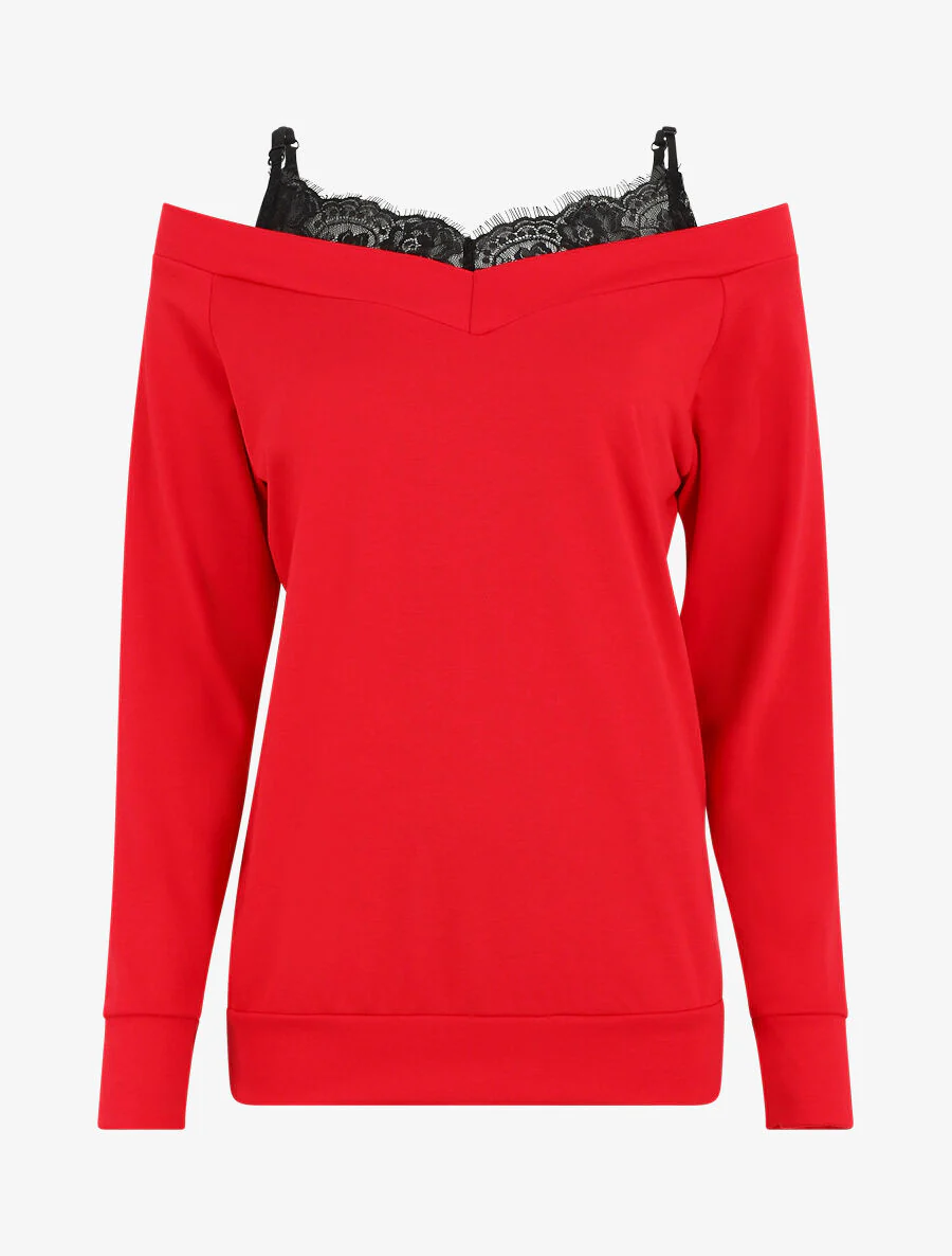 Boven Bardot trompe l'oeil - Rood