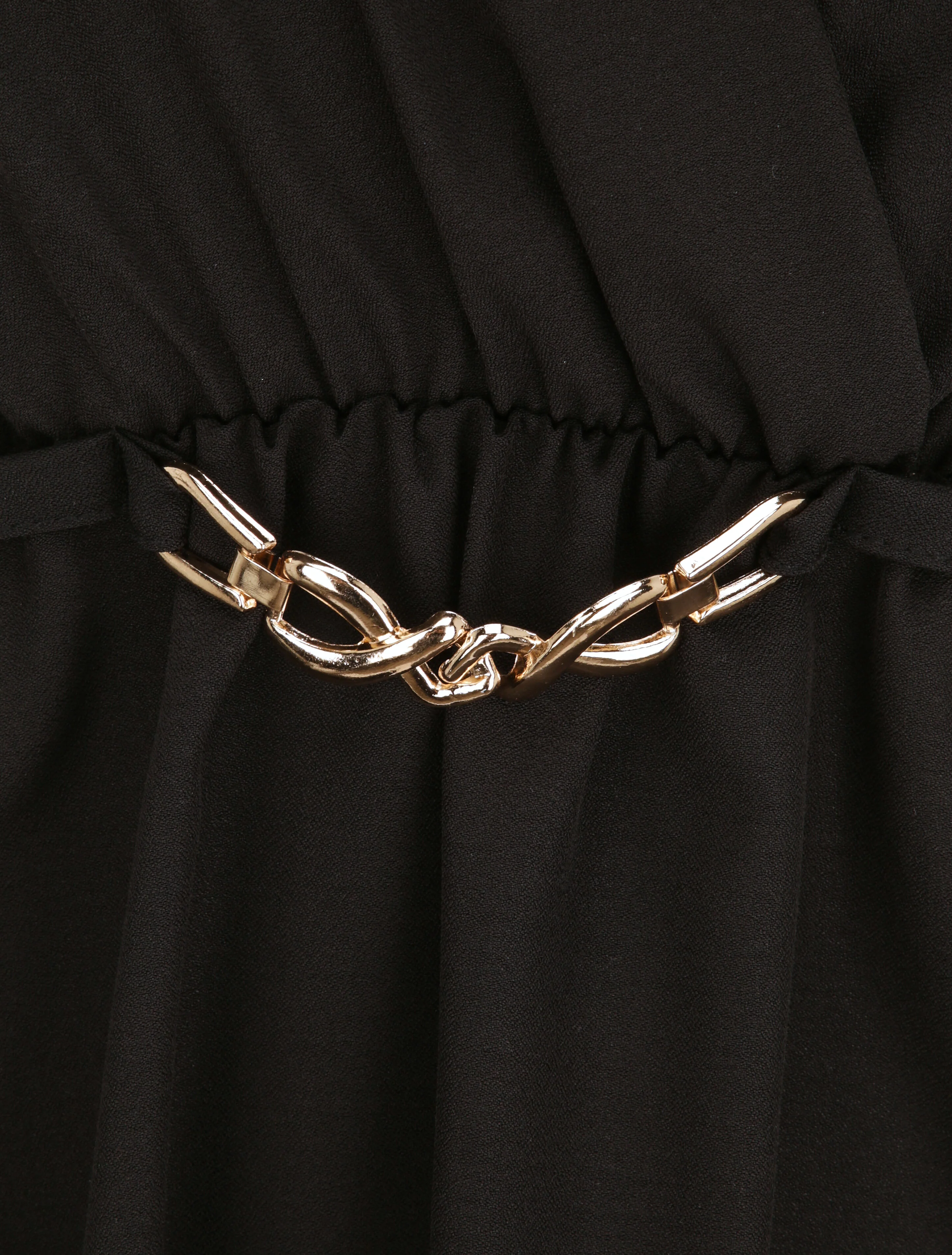 Bovenaan gevlochten trui met versierde riem - zwart - Image 3