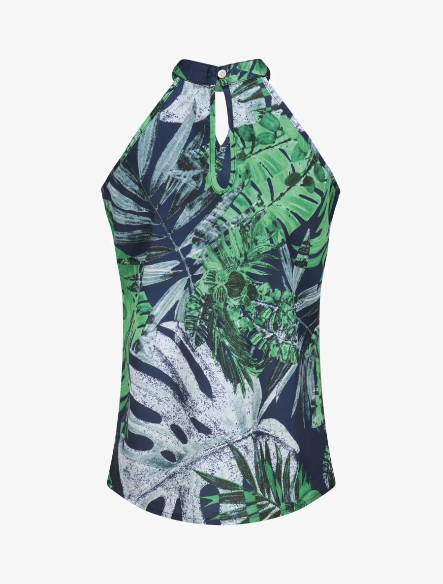 Bovenafdruk jungle met Amerikaanse kraag - marineblauw - Image 2