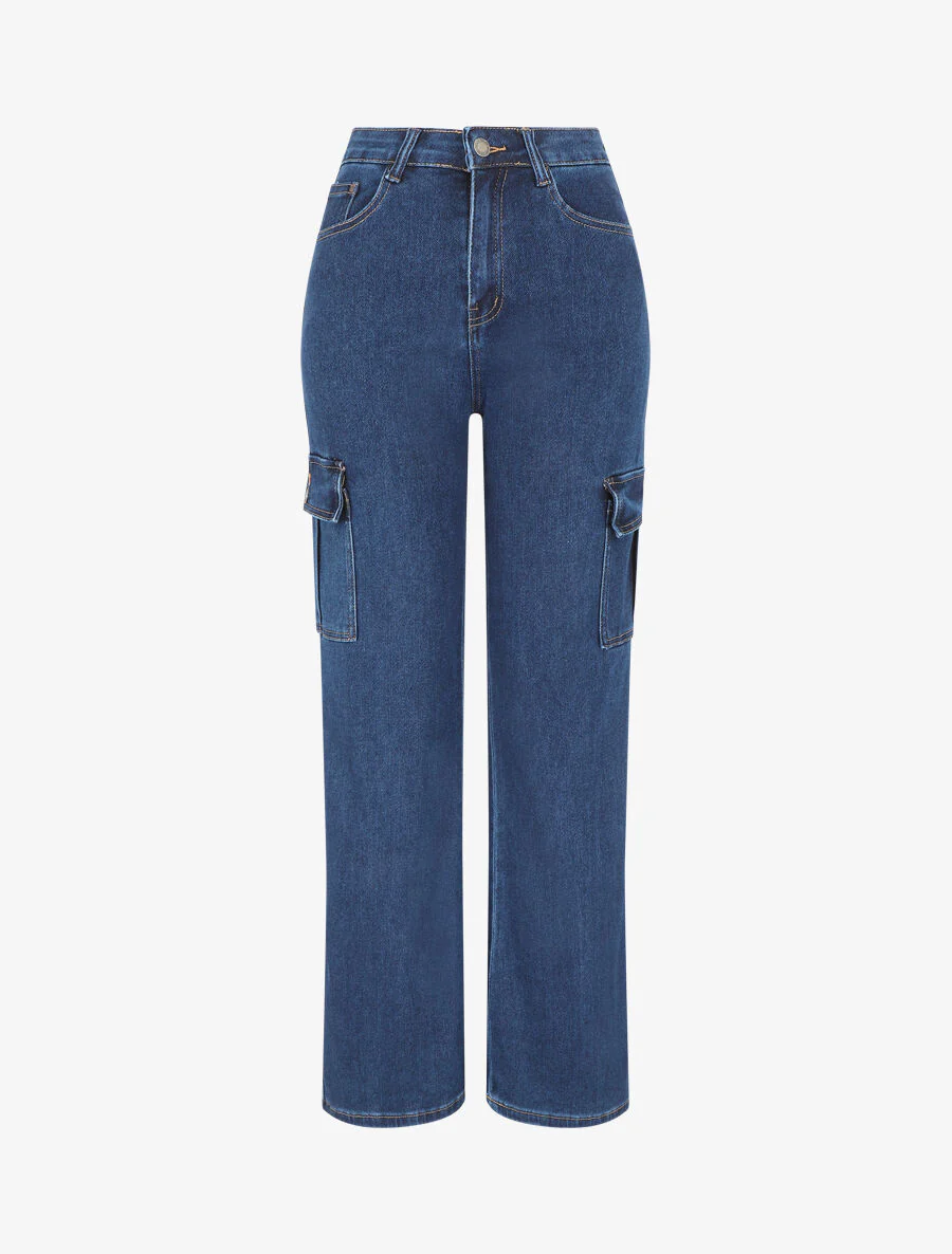 boyfriendjeans met hoge taille - blauw