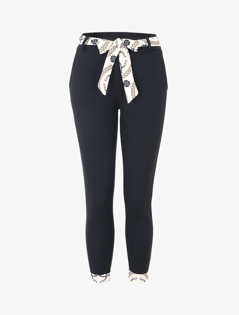 Broek 7/8 met bedrukte randen - Zwart