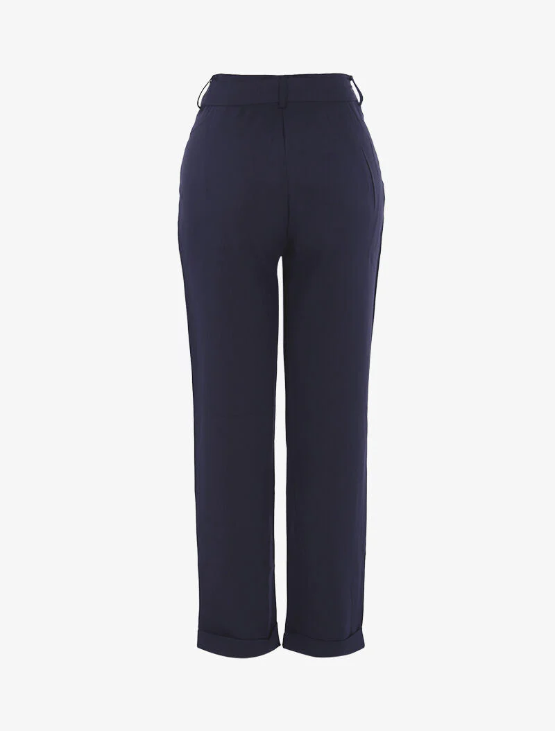 7/8 satijnen effect broek - marineblauw - Image 2