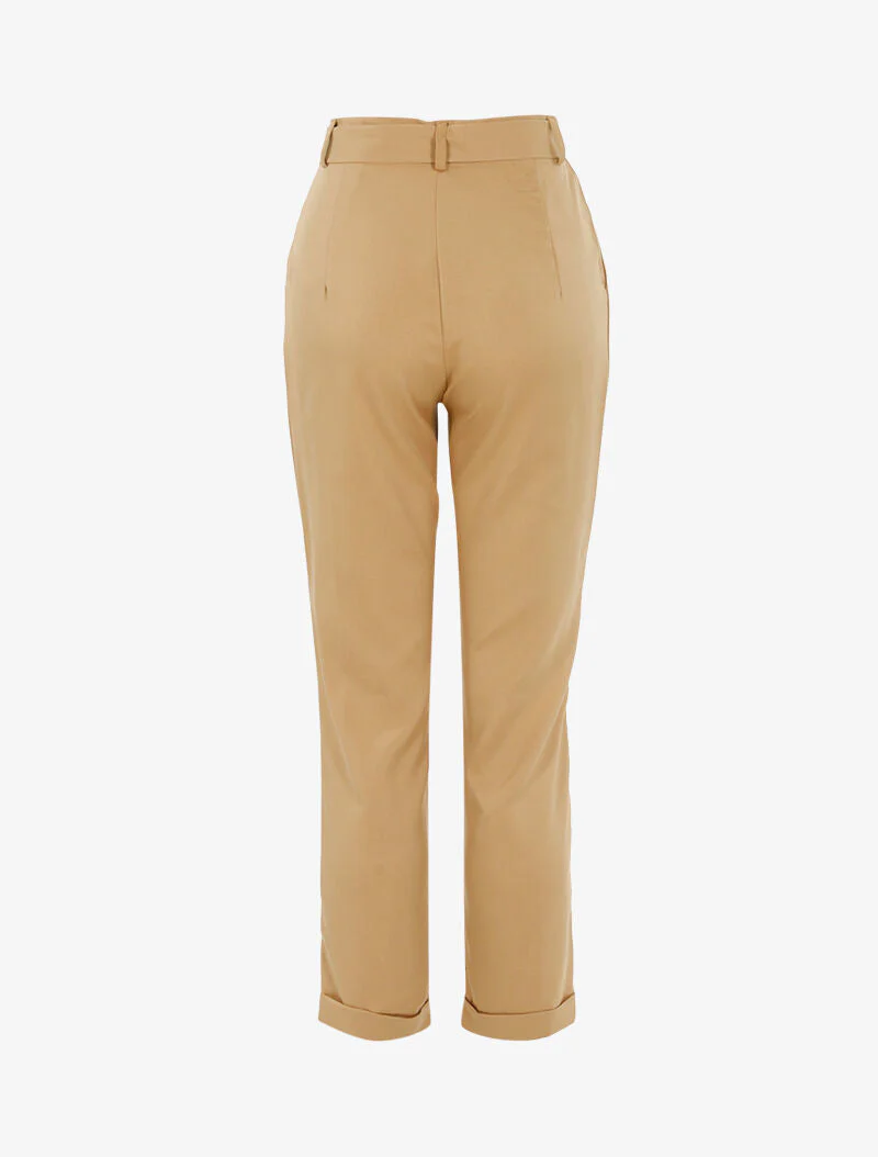7/8 broek met satijn effect - licht camel - Image 2