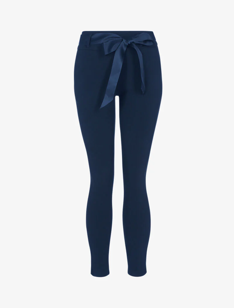 Broek met wortelpasvorm effen - marineblauw