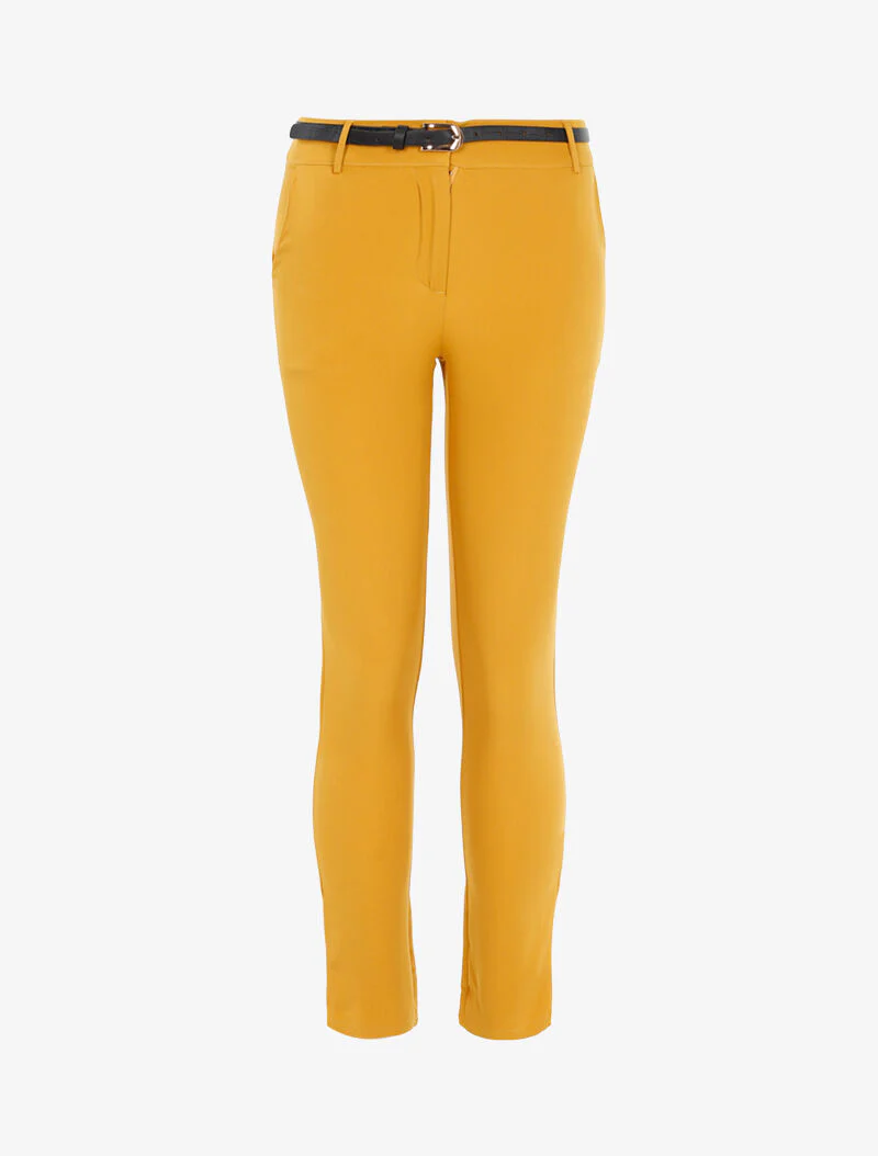Effen broek met riem - geel