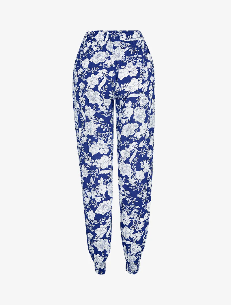 Harem broek met prints - marineblauw - Image 2
