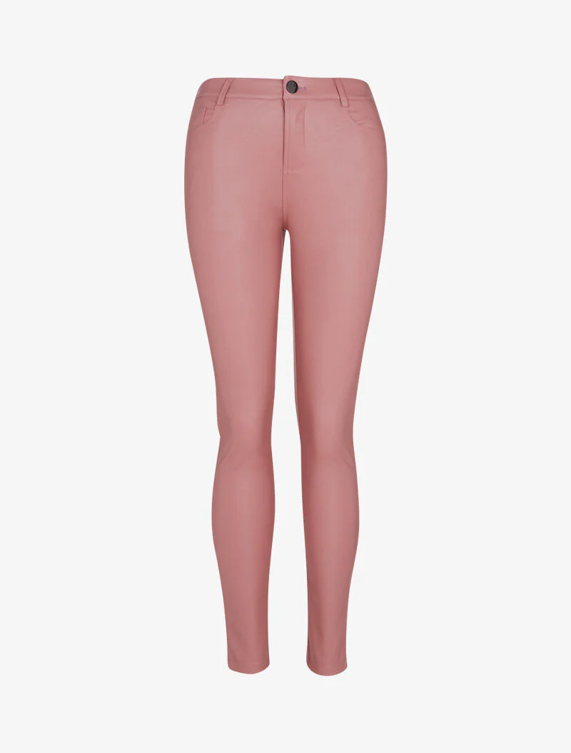 Broek in casual imitatieleer - roze