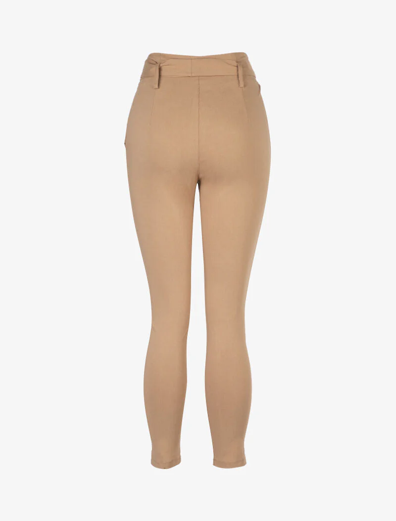 Broek met 7/8 lengte en hoge taille - taupe - Image 2