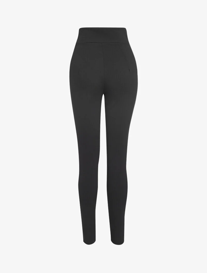 Broek met empire taille en knoopsluiting - zwart - Image 2