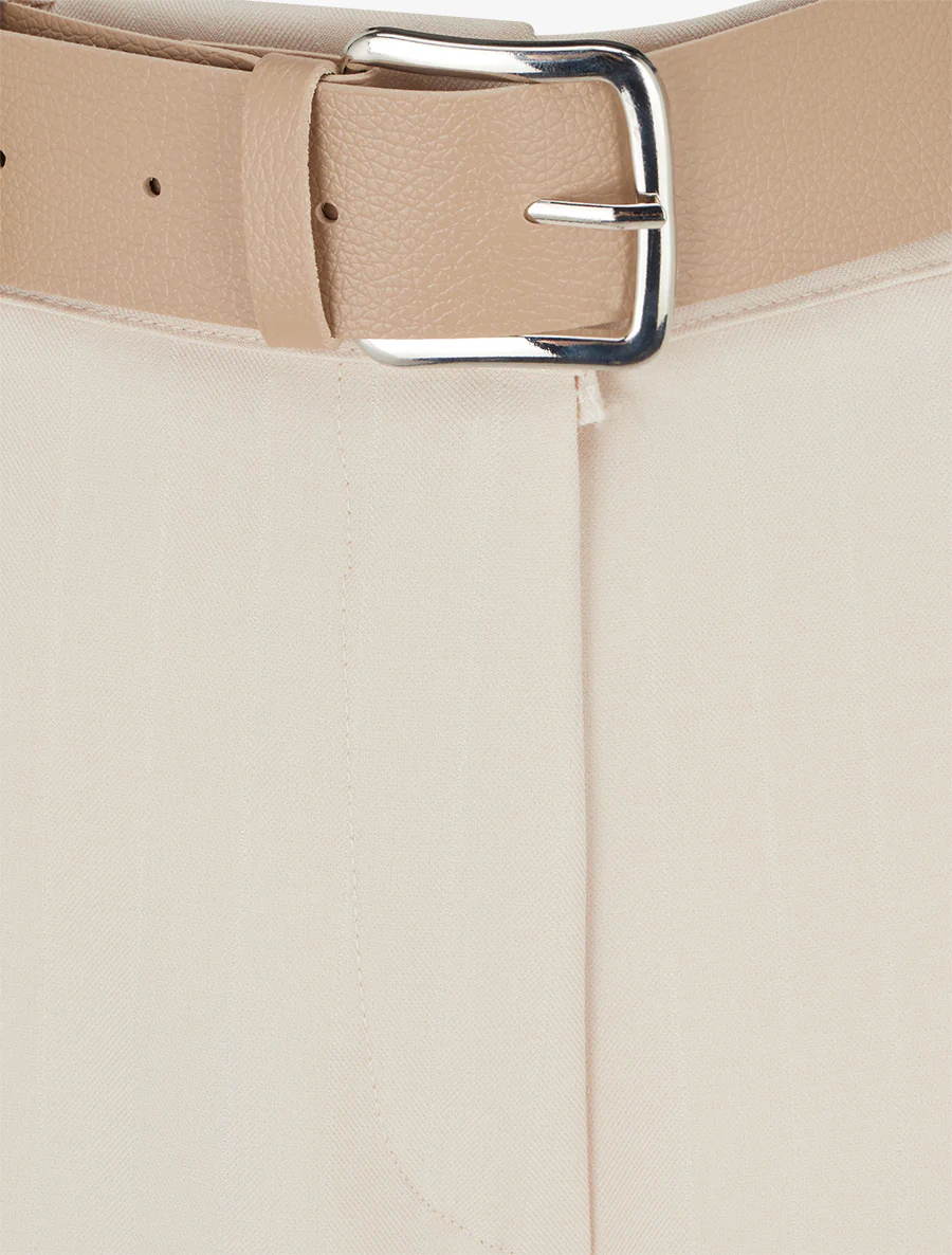 Broek met iriserende krijtstrepen - Beige - Image 3